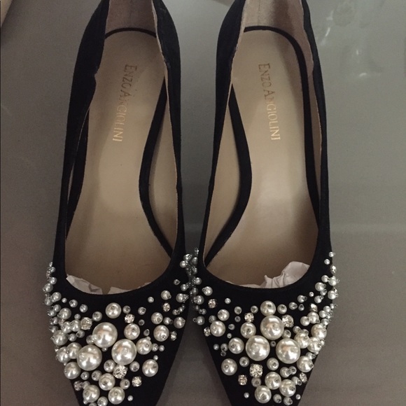 ENZO ANGIOLINI - PEARL & SUEDE HEELS - Picture 1 of 8